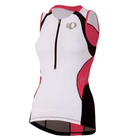 Pearl Izumi Elite In-R-Cool Tri Support Singlet- Womens - White/Paradise Pink