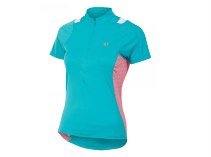 Pearl Izumi Select Short Sleeve Jersey - Womens - Scuba Blue with Pink Pattern
