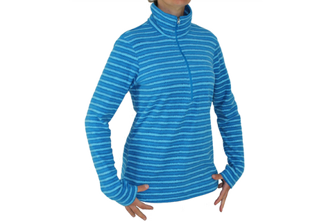 Columbia Sports Womens Half Zip Light Fleece Pullover - Blue Stripes - Large Only